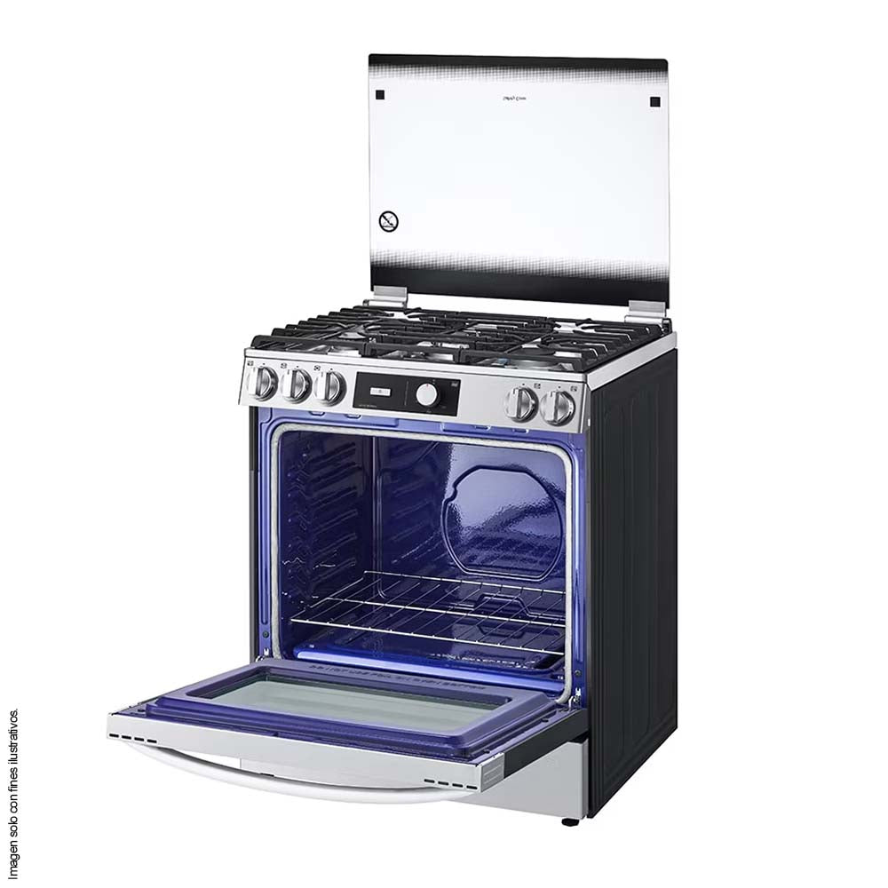 Estufa a gas 30" LRGL5841S, LG 5 quemadores horno 5.8pc Tecnología de limpieza EasyClean