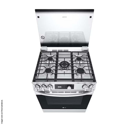 Estufa a gas 30" LRGL5841S, LG 5 quemadores horno 5.8pc Tecnología de limpieza EasyClean