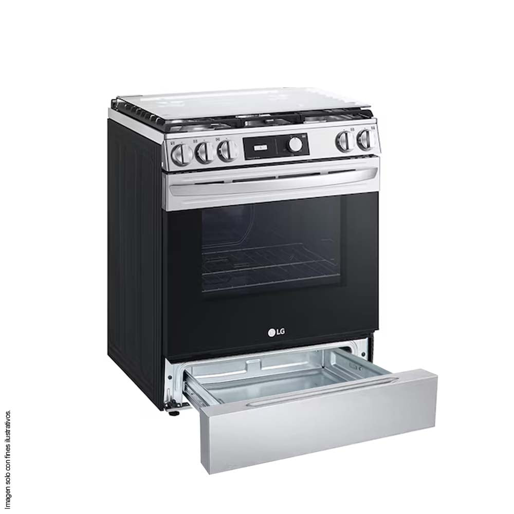 Estufa a gas 30" LRGL5841S, LG 5 quemadores horno 5.8pc Tecnología de limpieza EasyClean