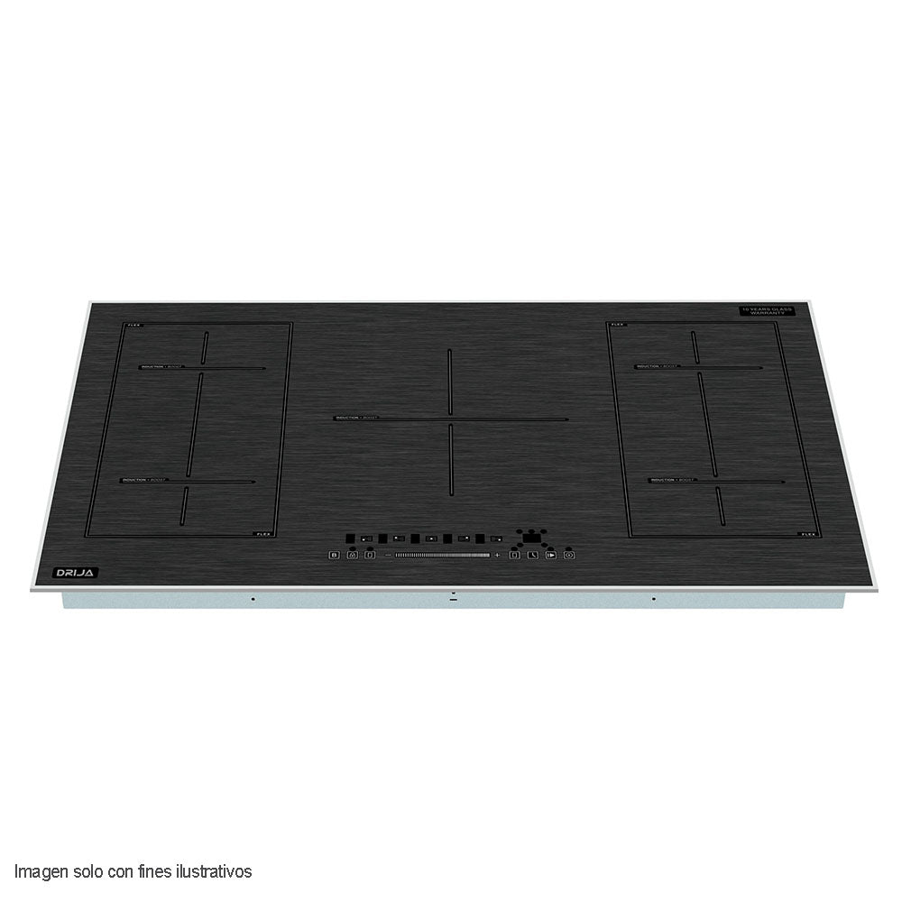 Estufa de inducción MUNICH 90 Drija, anti-rayas, control delantero táctil, con bordes de aluminio, 91.8cm