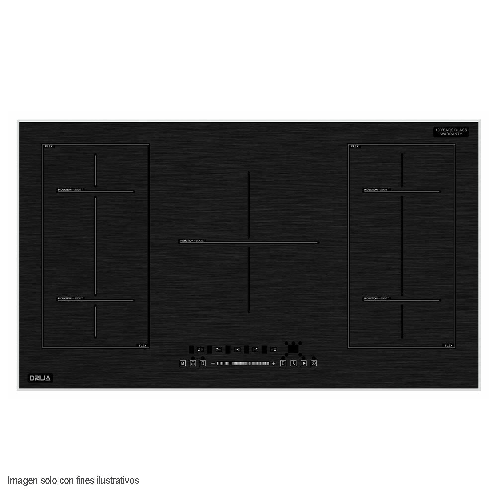 Estufa de inducción MUNICH 90 Drija, anti-rayas, control delantero táctil, con bordes de aluminio, 91.8cm