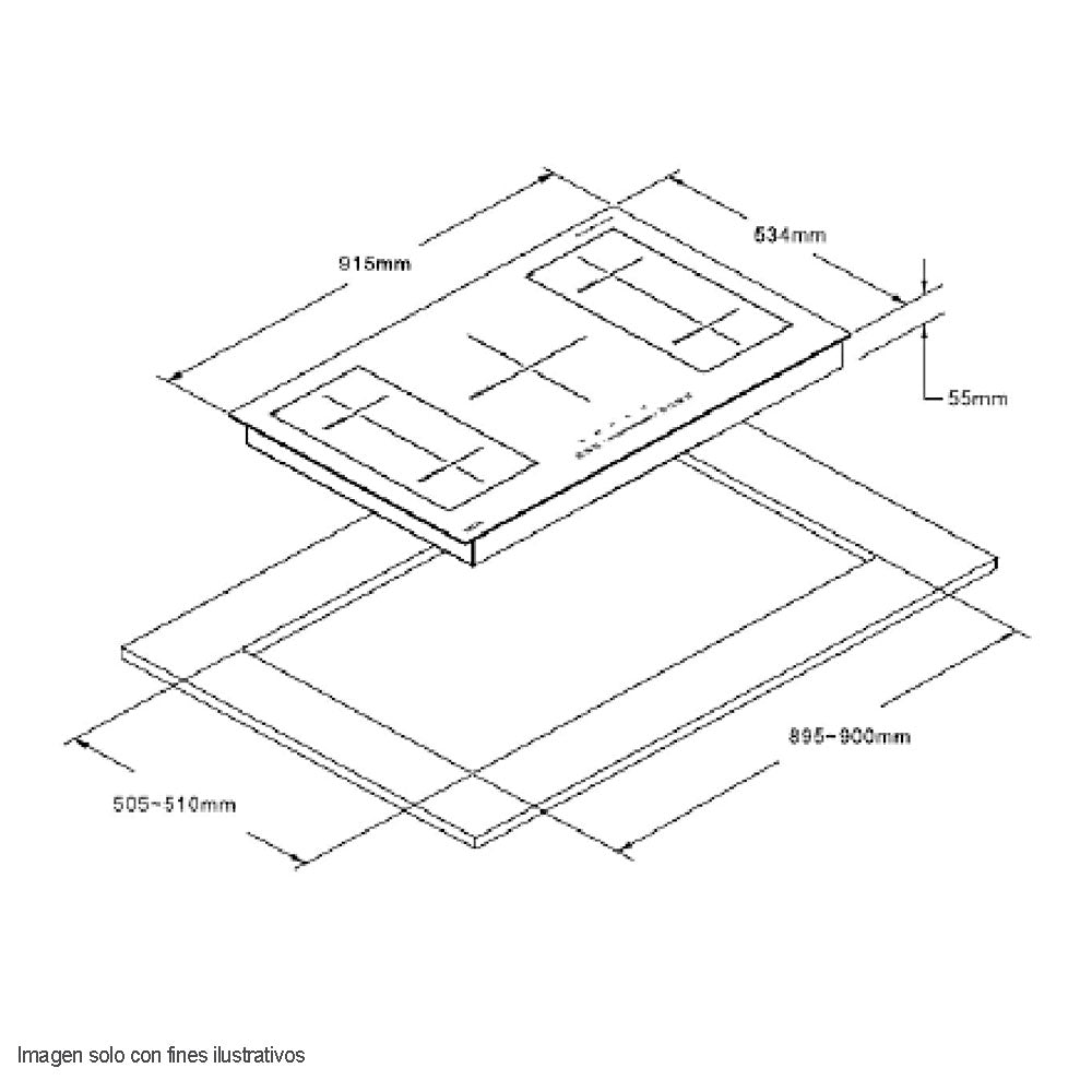 Estufa de inducción MUNICH 90 Drija, anti-rayas, control delantero táctil, con bordes de aluminio, 91.8cm