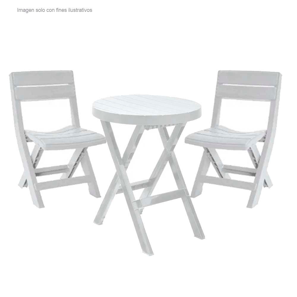 Mesa + 2 sillas Baru plegables 13009-XP color gris hielo Rimax