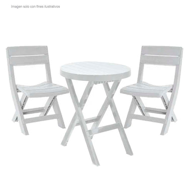 Mesa + 2 sillas Baru plegables 13009-XP color gris hielo Rimax