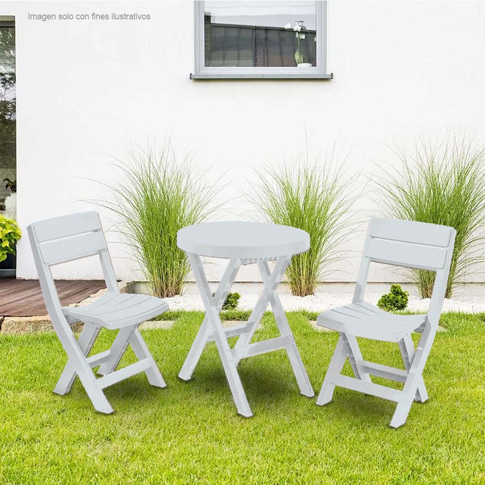 Mesa + 2 sillas Baru plegables 13009-XP color gris hielo Rimax