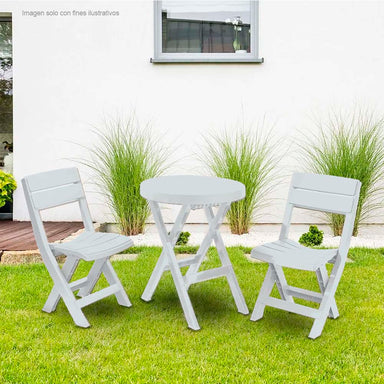 Mesa + 2 sillas Baru plegables 13009-XP color gris hielo Rimax