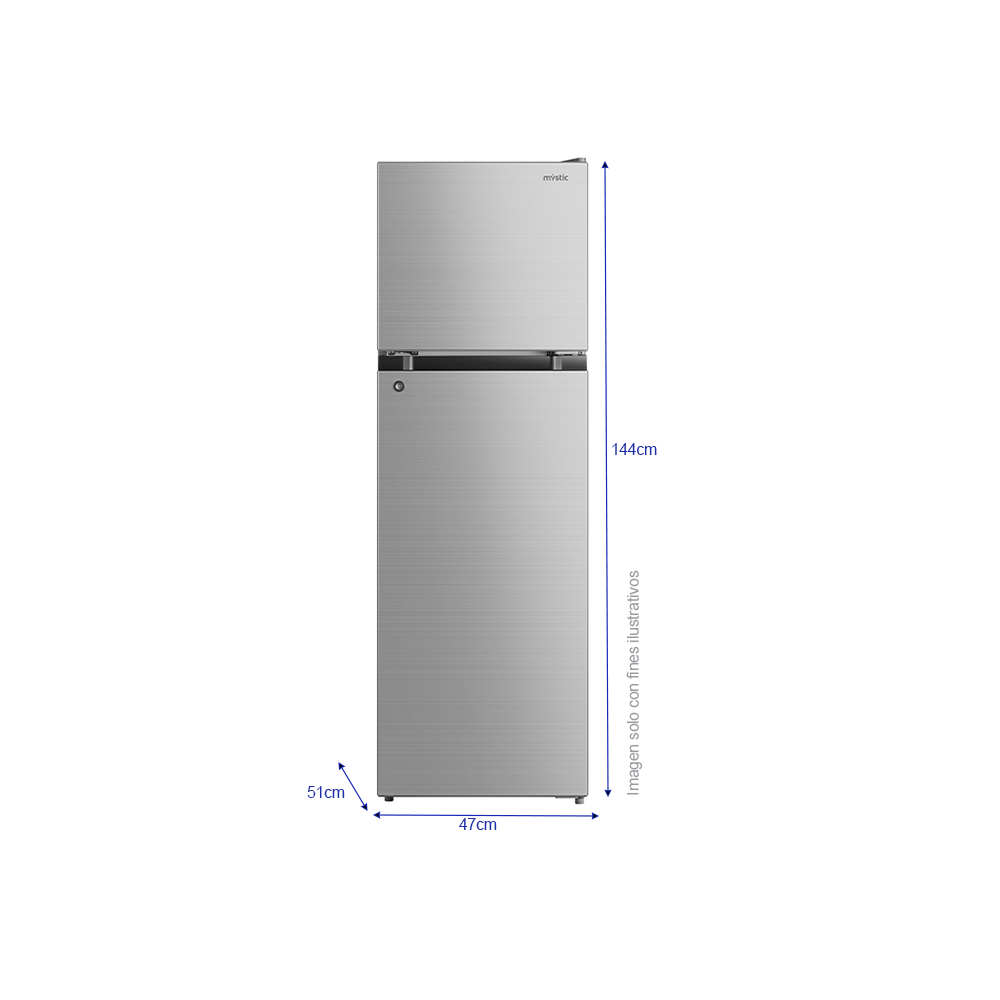 Refrigeradora 6.11pc RF-170LSS Mystic Top Mount De Frost, acabado acero inoxidable, iluminación LED