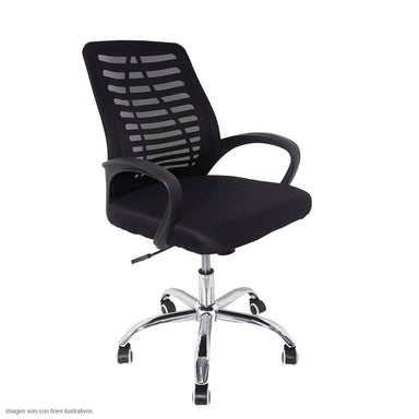 Silla de oficina FC-32 base cromada ruedas plásticas.