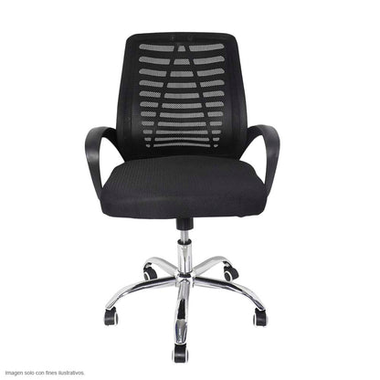 Silla de oficina FC-32 base cromada ruedas plásticas.