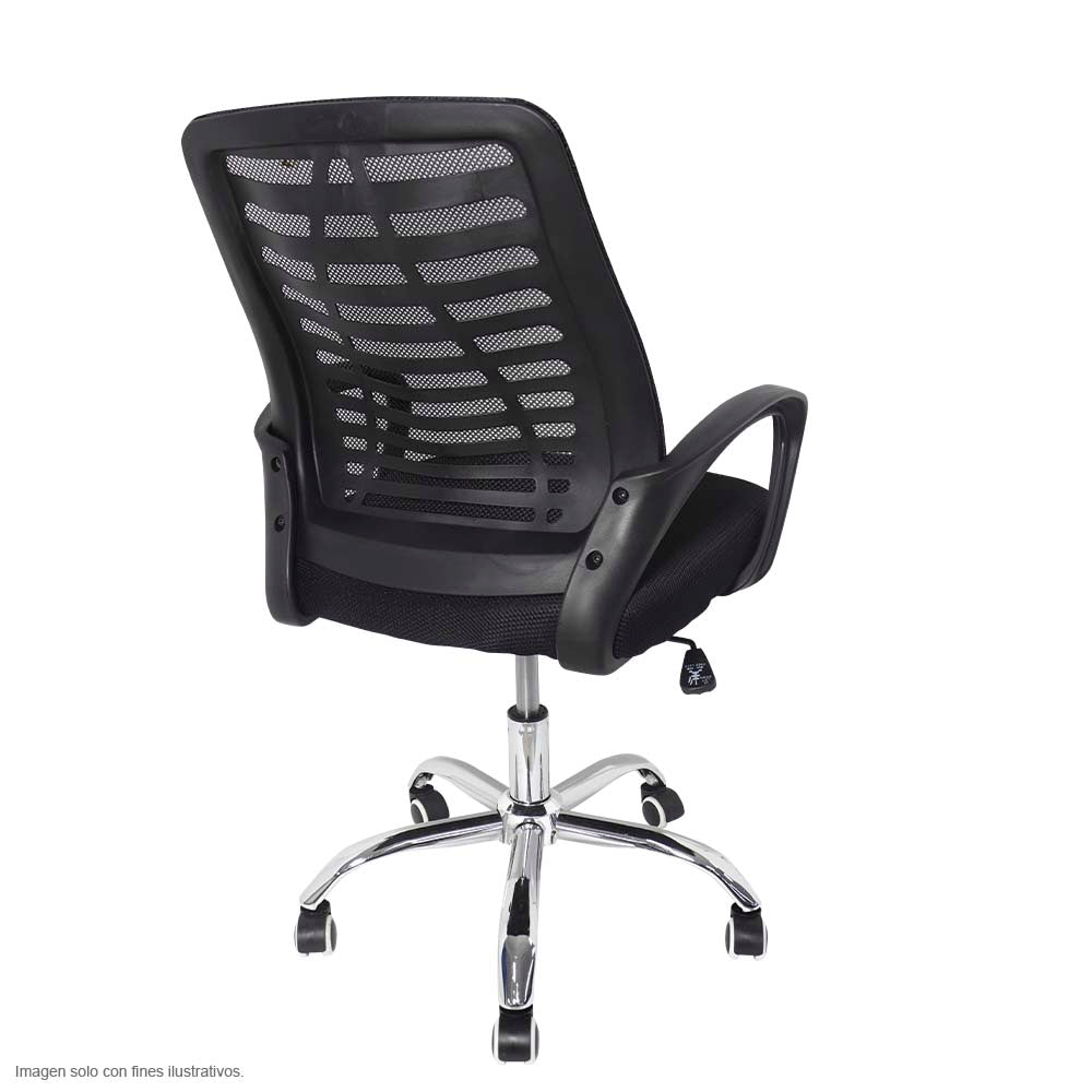 Silla de oficina FC-32 base cromada ruedas plásticas.