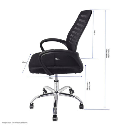Silla de oficina FC-32 base cromada ruedas plásticas.
