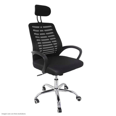 Silla de oficina FC-33 base cromada ruedas plásticas.