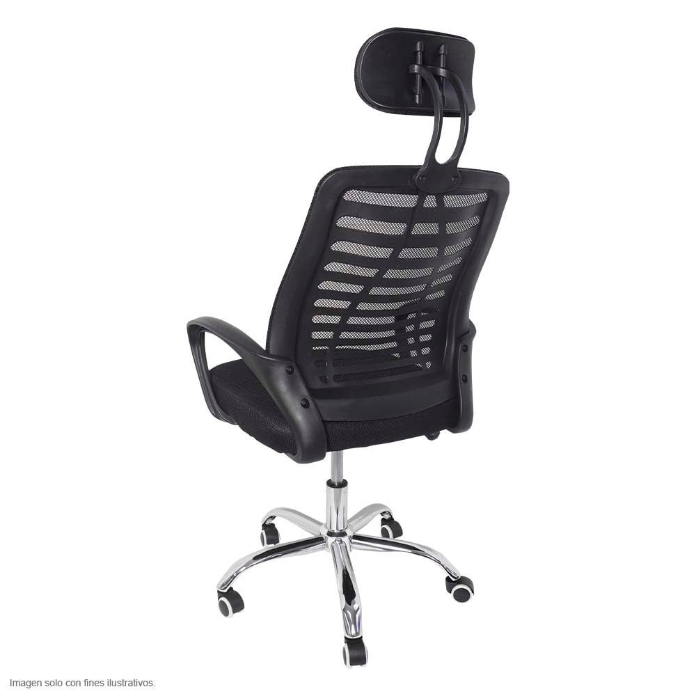 Silla de oficina FC-33 base cromada ruedas plásticas.