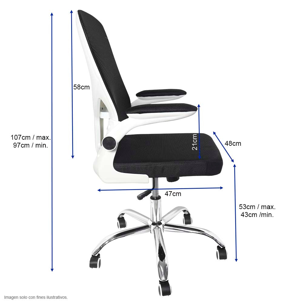 Silla de oficina FC-29-2 base cromada base de metal acabado cromado.