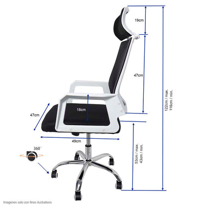 Silla de oficina FC-34-2 base de metal cromada asiento transpirable