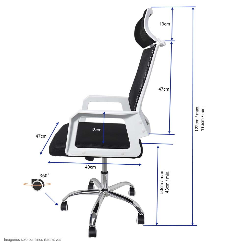 Silla de oficina FC-34-2 base de metal cromada asiento transpirable