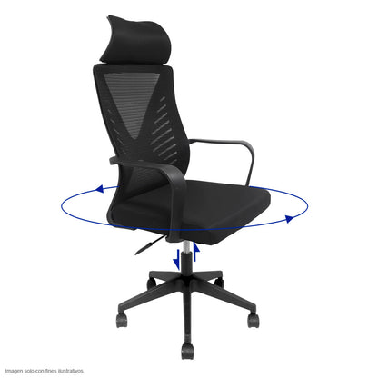 Silla de oficina FC-52 base negra plástico resistente ruedas de 360°