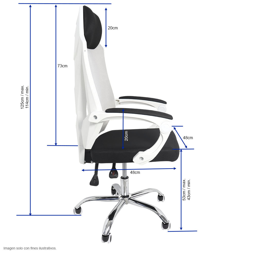 Silla de oficina FC-16-2 base cromada con ruedas de giro 360°
