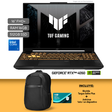 Laptop Tuf Gaming FX607VJ-RL165W, ASUS. Corei5 210H, Ram 16GB, 512SSD, pantalla 15.6", Windows11.