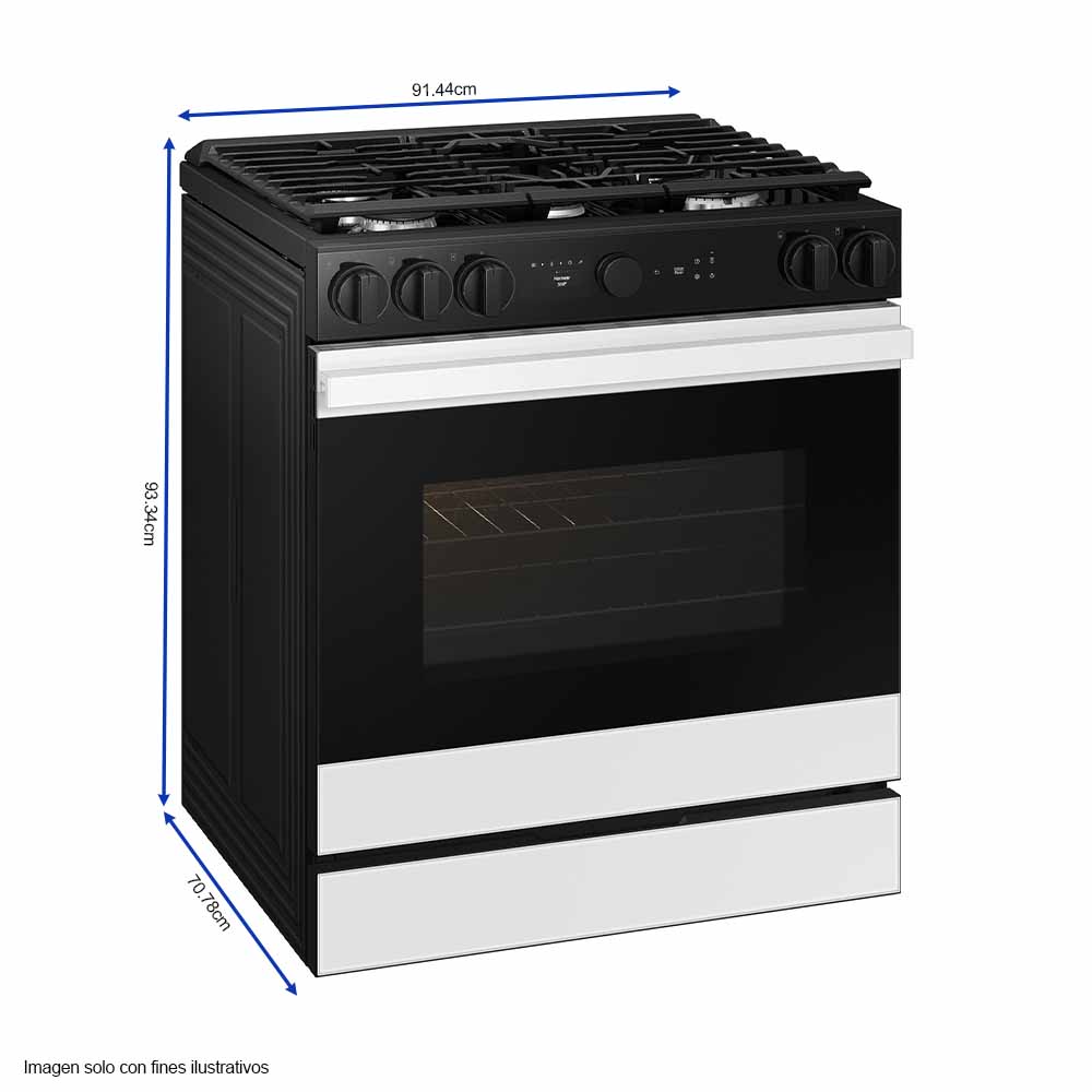 Estufa a gas de 30" Bespoke NSG6DB850012AX Smart Samsung Slide-In Air Friyer & Wi-Fi, Air Sous Vide