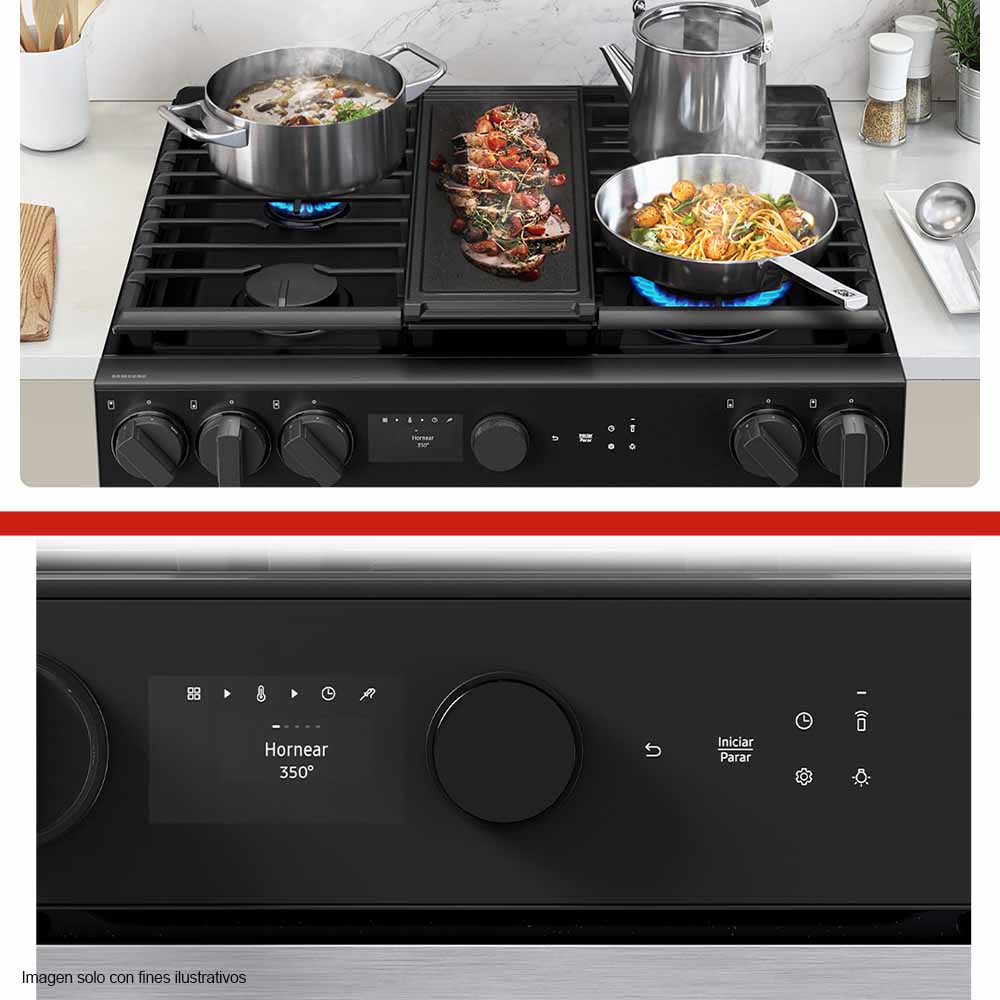 Estufa a gas de 30" Bespoke NSG6DB850012AX Smart Samsung Slide-In Air Friyer & Wi-Fi, Air Sous Vide