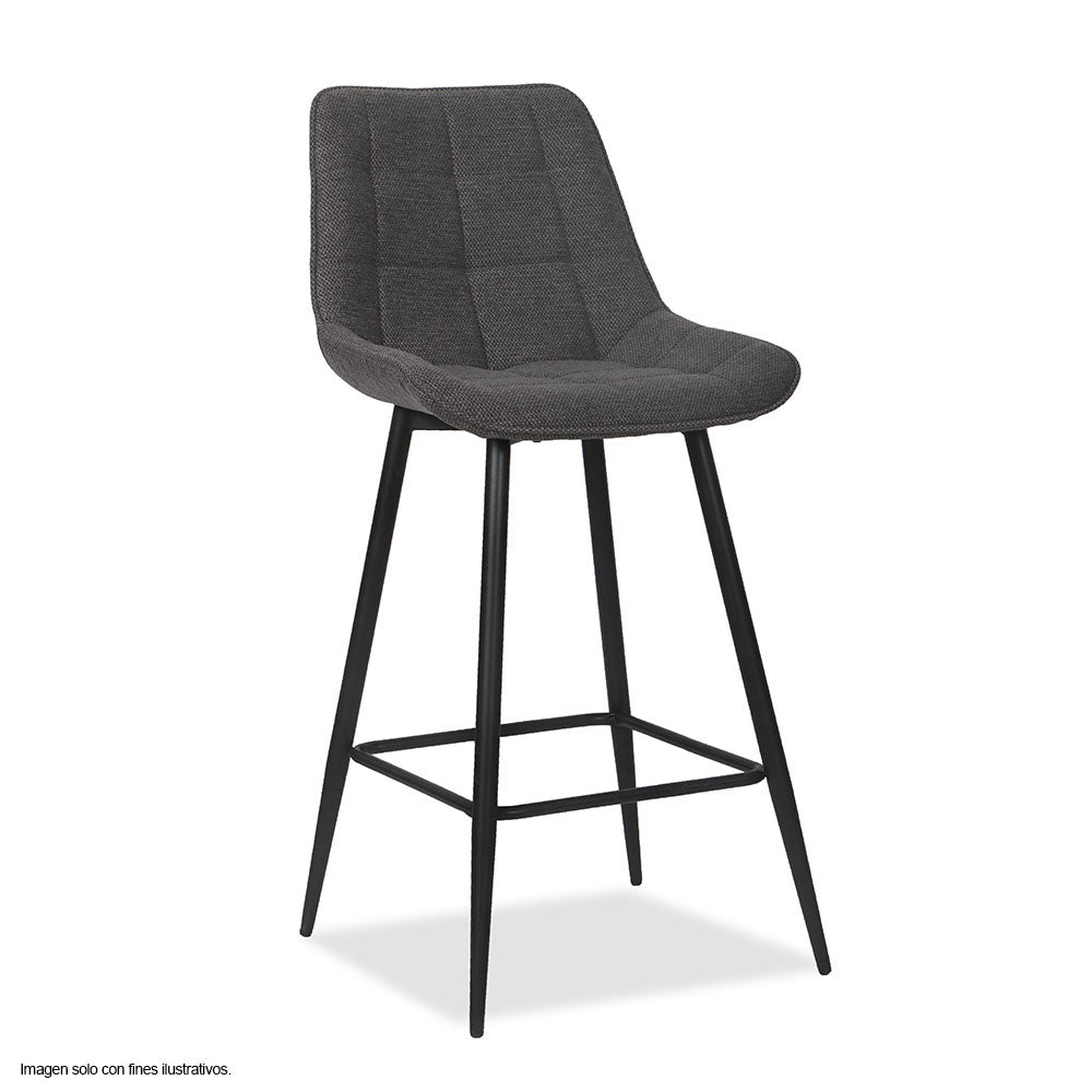 Silla de bar modelo ORIA CB-060, tela color gris oscuro y estructura de metal