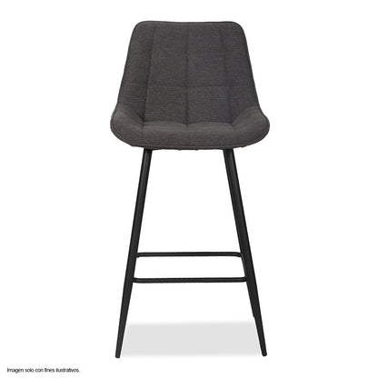 Silla de bar modelo ORIA CB-060, tela color gris oscuro y estructura de metal