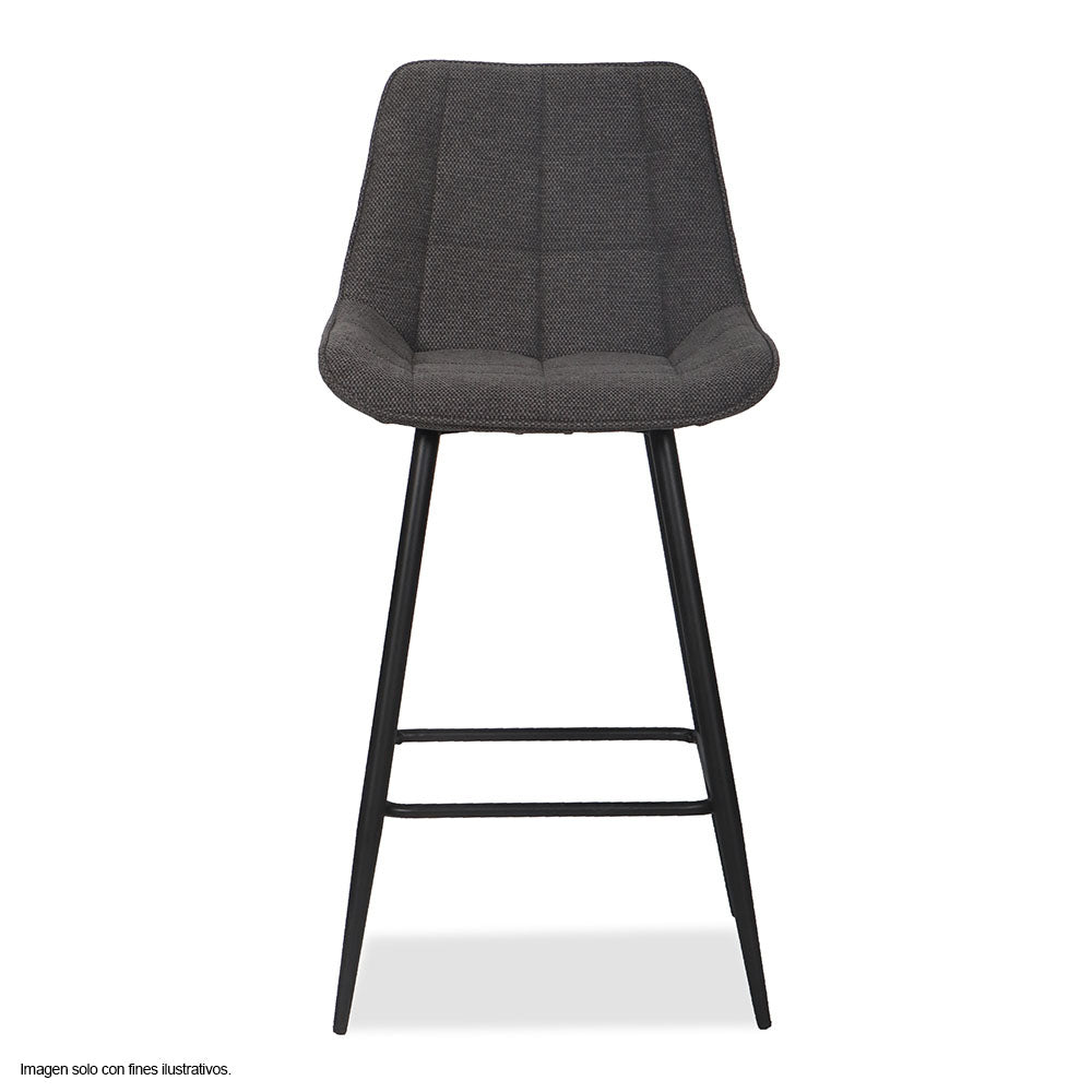 Silla de bar modelo ORIA CB-060, tela color gris oscuro y estructura de metal