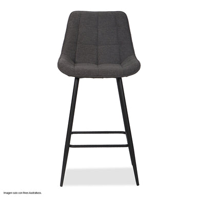 Silla de bar modelo ORIA CB-060, tela color gris oscuro y estructura de metal