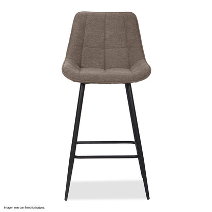 Silla de bar modelo ORIA CB-060, tela color chocolate y estructura de metal