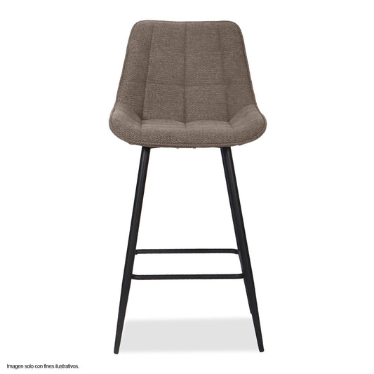 Silla de bar modelo ORIA CB-060, tela color chocolate y estructura de metal
