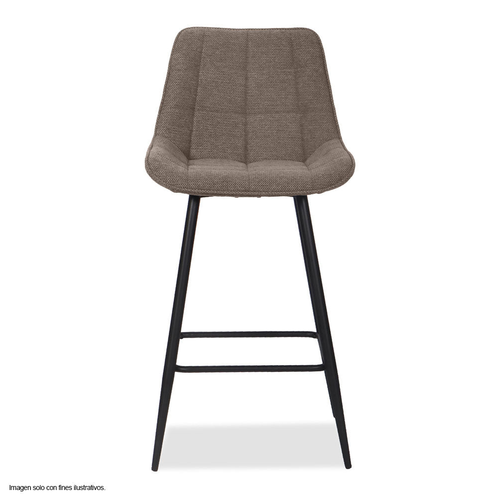 Silla de bar modelo ORIA CB-060, tela color chocolate y estructura de metal