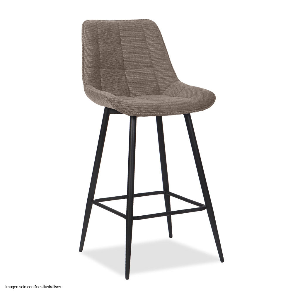 Silla de bar modelo ORIA CB-060, tela color chocolate y estructura de metal
