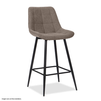 Silla de bar modelo ORIA CB-060, tela color chocolate y estructura de metal