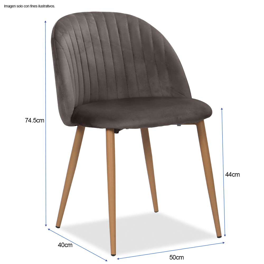 Silla Aurelia CC-039-2 color chocolate, patas de madera