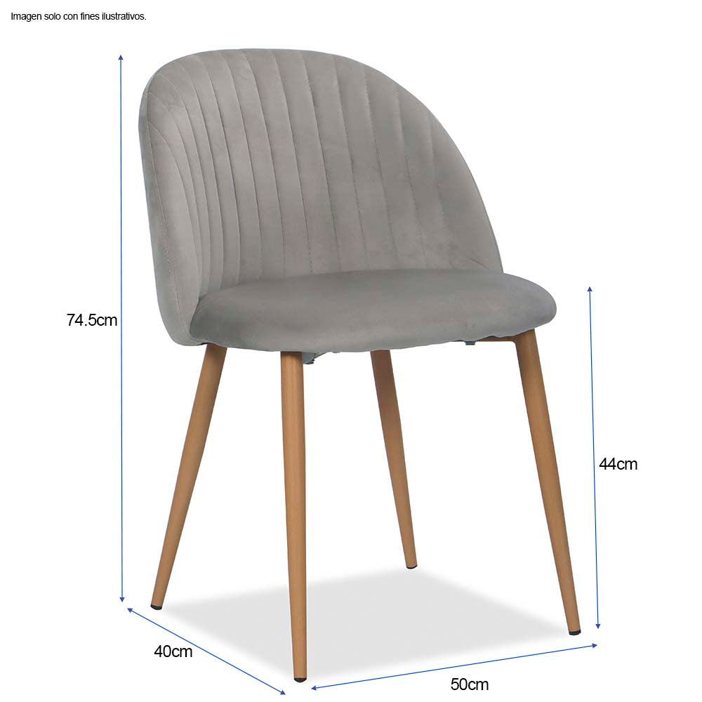 Silla Aurelia CC-039-2 color gris claro, patas de madera