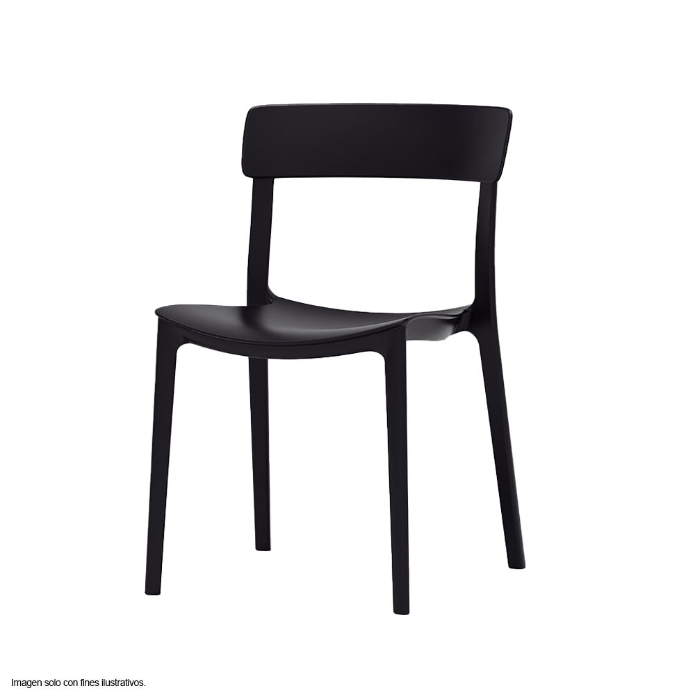 Silla plástica F15 respaldo liso, color negro