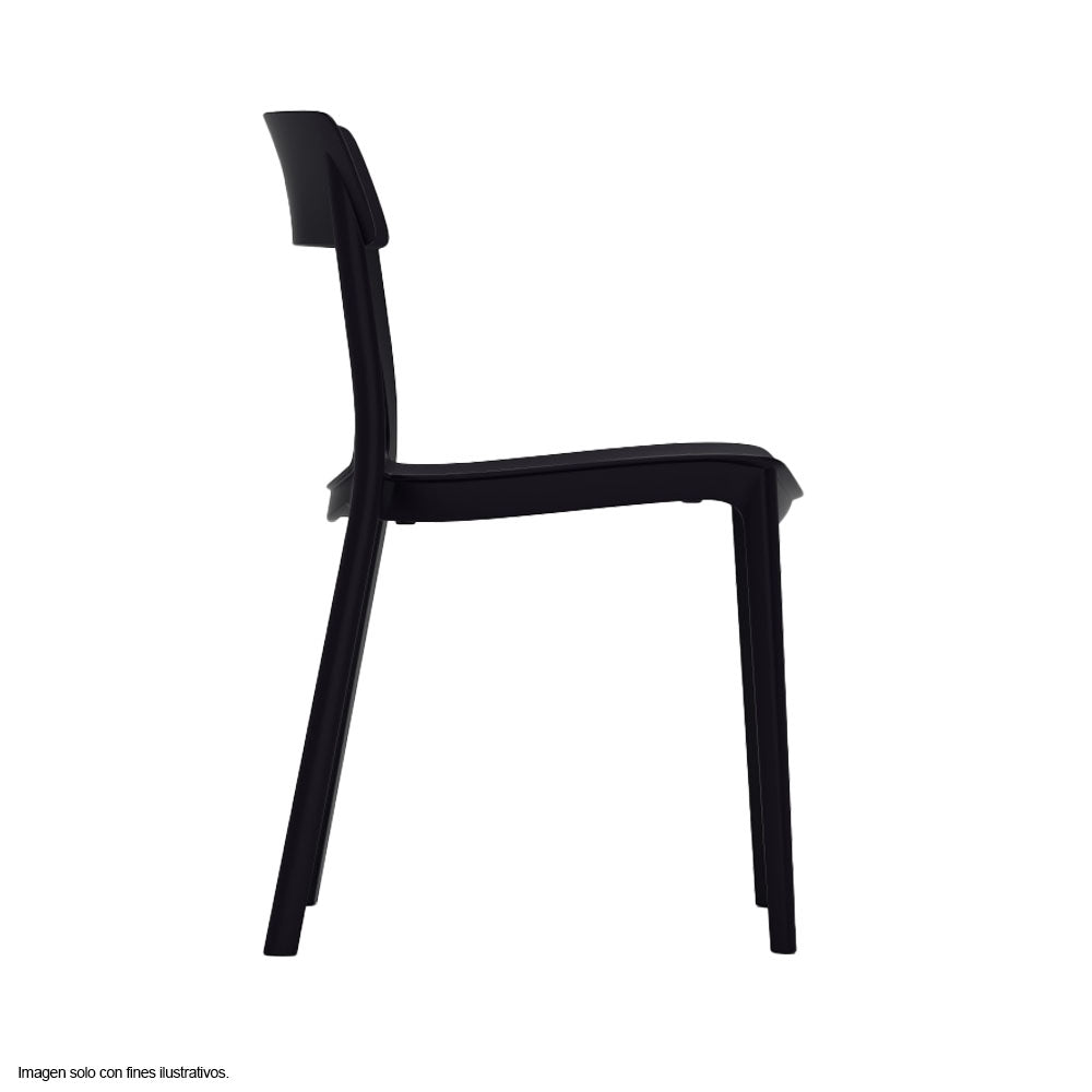 Silla plástica F15 respaldo liso, color negro