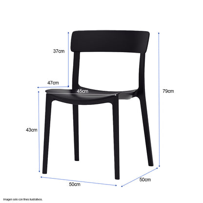 Silla plástica F15 respaldo liso, color negro