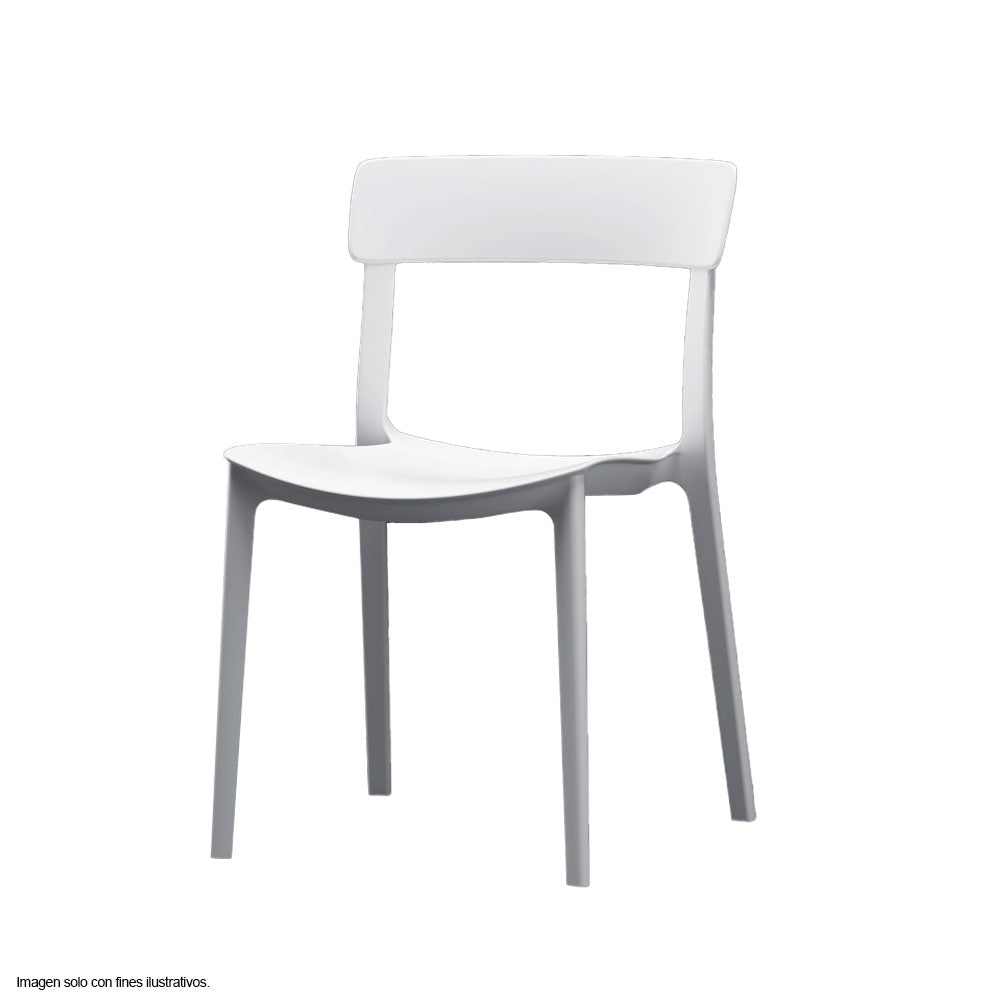 Silla plástica F15 respaldo liso, color blanco