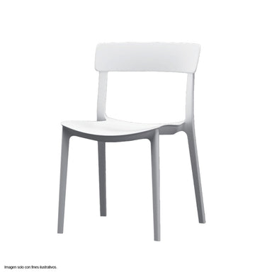 Silla plástica F15 respaldo liso, color blanco