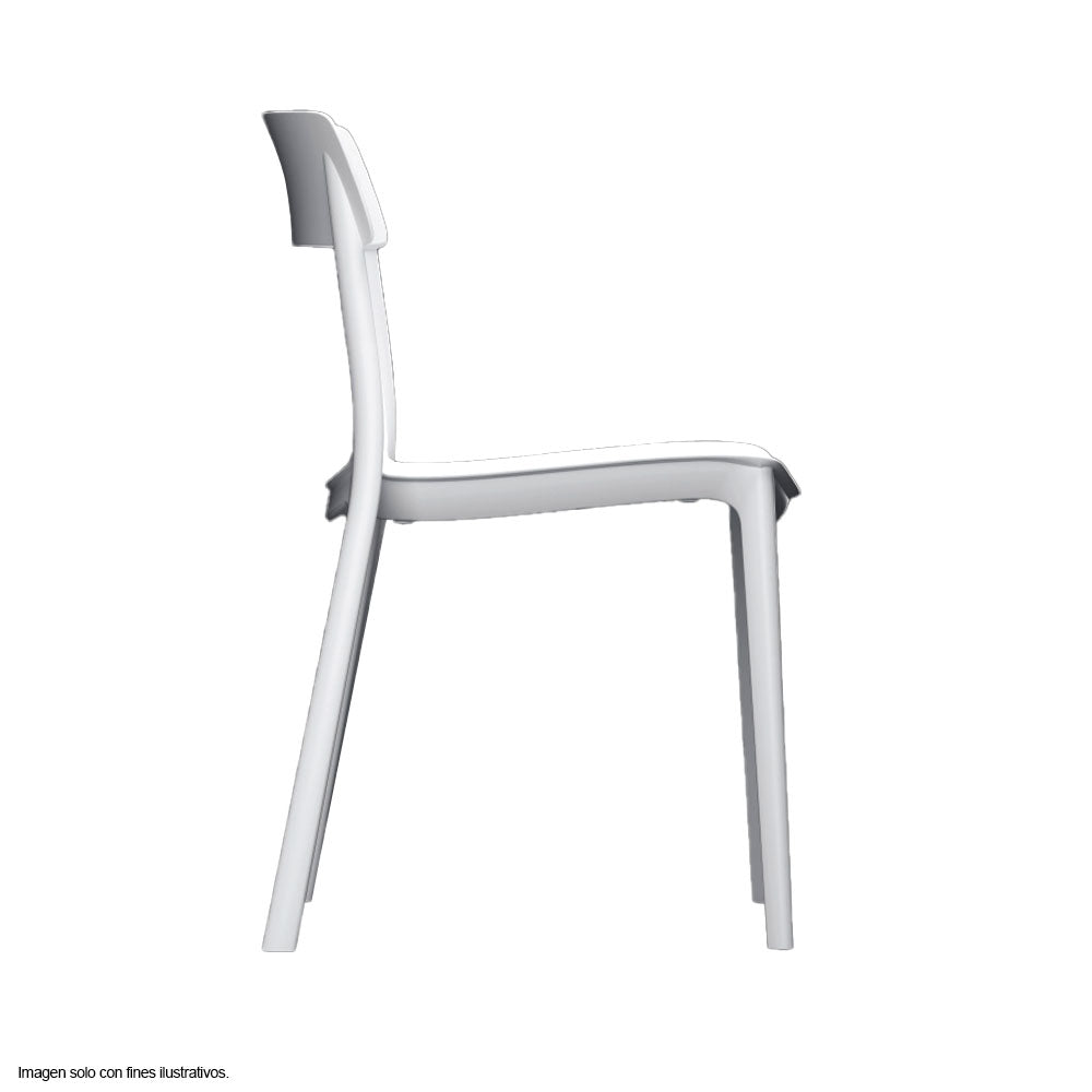 Silla plástica F15 respaldo liso, color blanco