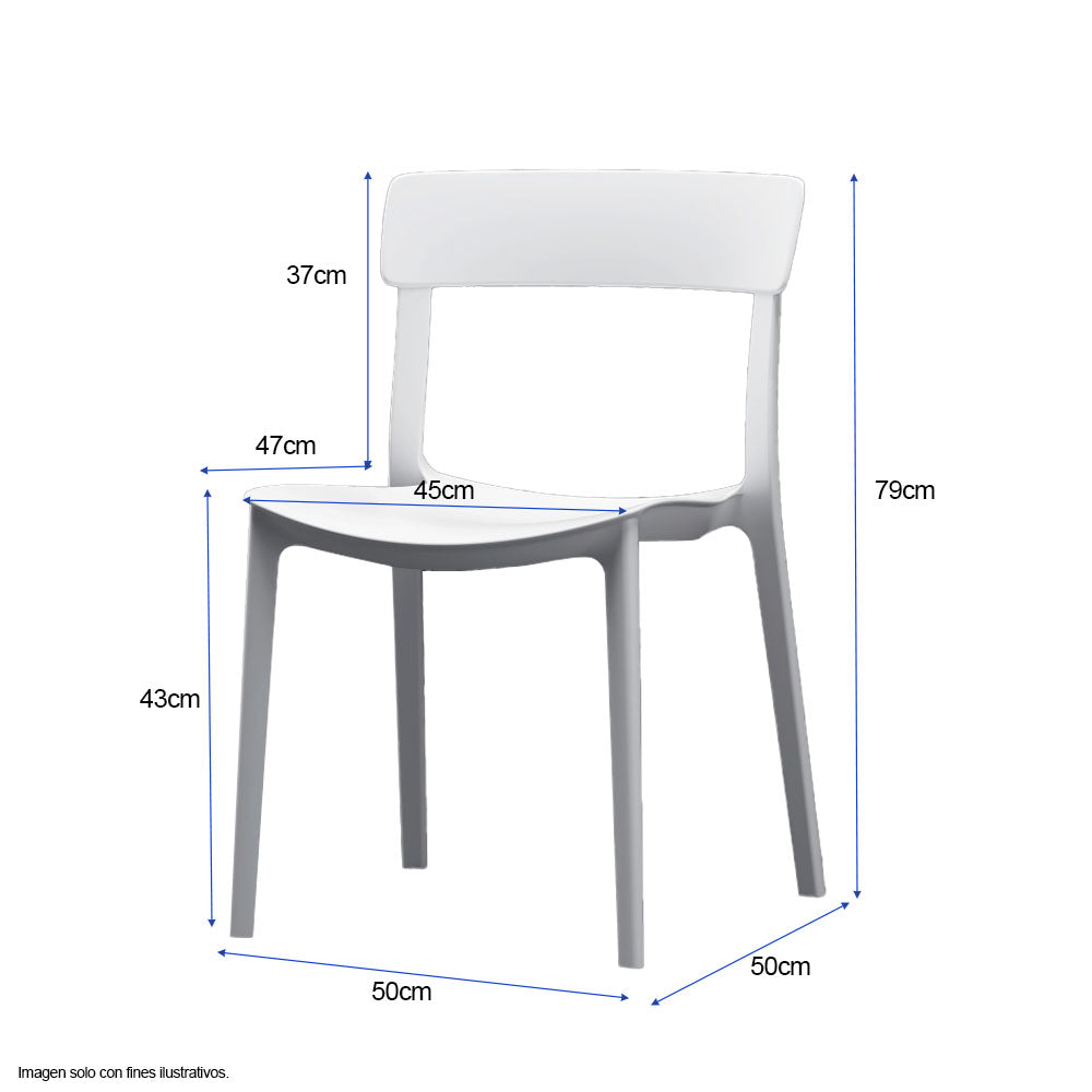 Silla plástica F15 respaldo liso, color blanco