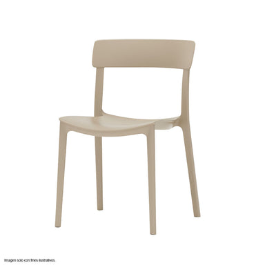 Silla plástica F15 respaldo liso, color Taupe