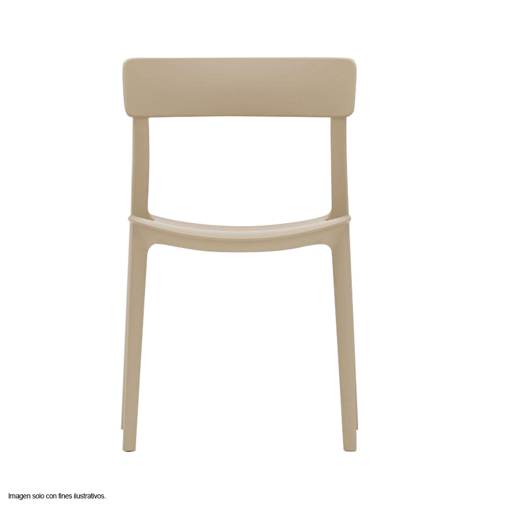 Silla plástica F15 respaldo liso, color Taupe