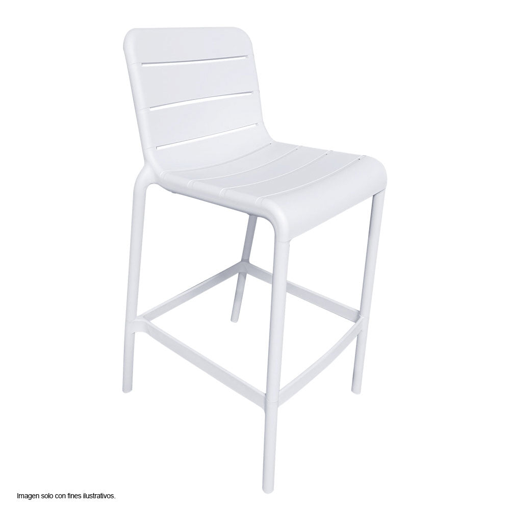 Silla Bar plástica 8650B-75 color blanco, para uso interior y exterior.