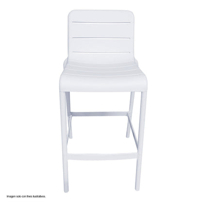 Silla Bar plástica 8650B-75 color blanco, para uso interior y exterior.
