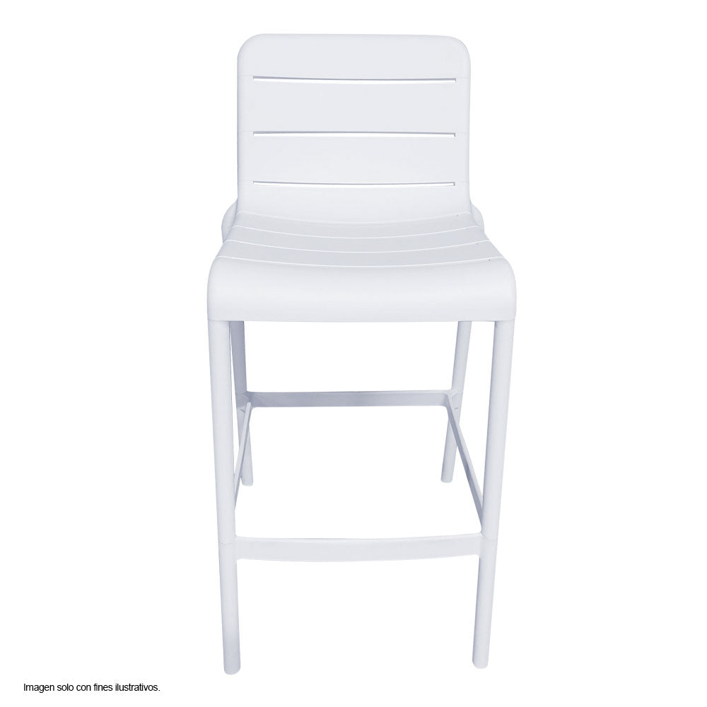 Silla Bar plástica 8650B-75 color blanco, para uso interior y exterior.