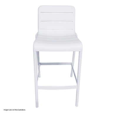 Silla Bar plástica 8650B-75 color blanco, para uso interior y exterior.