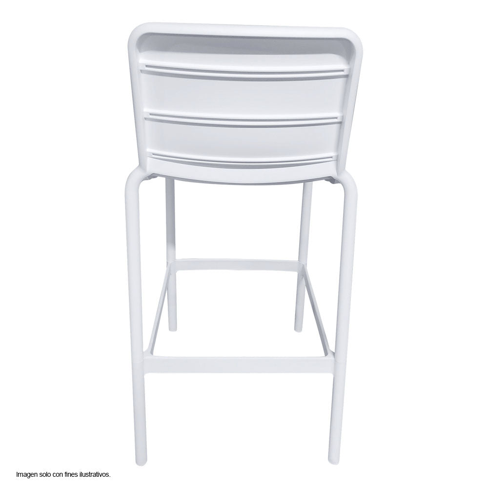 Silla Bar plástica 8650B-75 color blanco, para uso interior y exterior.